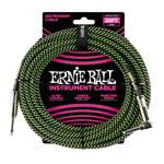 Ernie Ball P06060 Braided Instrument Cable 25' Black/Green